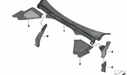 Cubierta exterior parabrisas (parte 2) OEM 51718074630 para BMW Serie 2 G87, Serie 3 G80, G80N, G81, G81N y Serie 4 G82, G82N, G83, G83N. Original BMW.