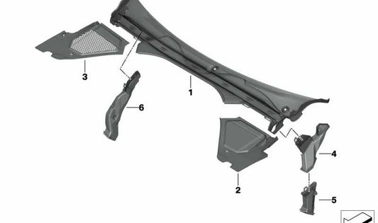 Cubierta tercera parte de la base del parabrisas OEM 51717491407 para BMW G22, G23, G26. Original BMW.