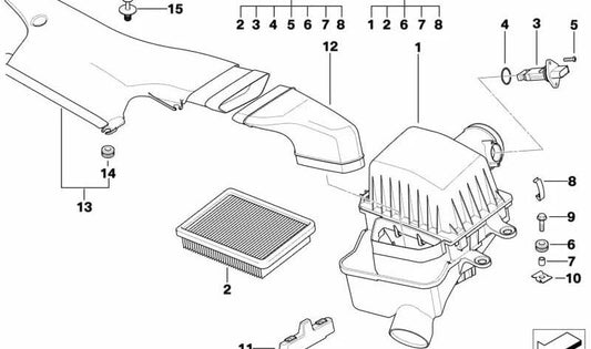 Silenziatore di ammissione OEM 13717853879 per BMW E46 M3 {BL91, BL92, BR91, BR92}. BMW originale.