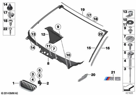 Coperchio del canale eolico per BMW F06, F12, F13 (OEM 51717227346). BMW originale.
