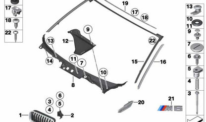 Rejilla embellecedora frontal izquierda OEM 51137211921 para BMW F06, F12, F13. Original BMW.