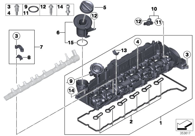 Tubo de llenado de aceite OEM 11128507608 para BMW F30, F31, F34, F32, F33, F36, F07, F10, F11, F06, F12, F13, F01, F02, F25, F26, F15, F16. Pieza original BMW.