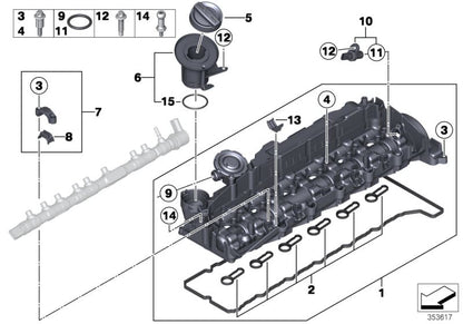 Tubo de llenado de aceite OEM 11128507608 para BMW F30, F31, F34, F32, F33, F36, F07, F10, F11, F06, F12, F13, F01, F02, F25, F26, F15, F16. Pieza original BMW.