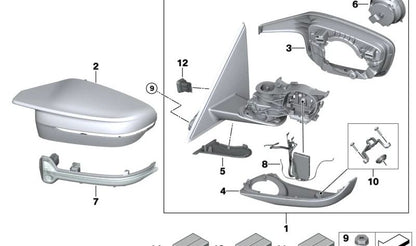 Espelho externo direito com memória e aquecedor OEM 51168084354 para BMW G82, G83. BMW originais.