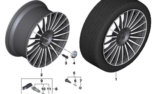 Forjada Light Alloy Disc Tire für BMW X7 G07, G07N (OEM 36107998160). Original BMW