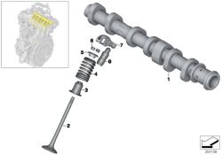 Mola de válvula para BMW Série 1 F20N, F21N, F40, F52, Série 2 F22, F23, F44, F45, F46, G42, U06, Série 3 F30N, F31N, F34N, F35N, G20, G21, G28, Série 4 F32, F33, F36, G22, G23, G26 (OEM 11347618835). BMW original