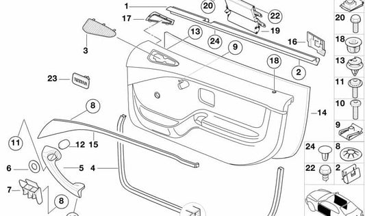 Moldura izquierda para BMW (OEM 51418413501). Original BMW.