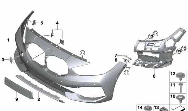 Soporte para faro antiniebla izquierdo OEM 51117459713 para BMW F40. Original BMW.