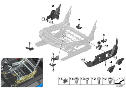 Seitenverzierer linker Sitz 52107304215 für BMW i3 (I01, I01N). Original BMW Stück.