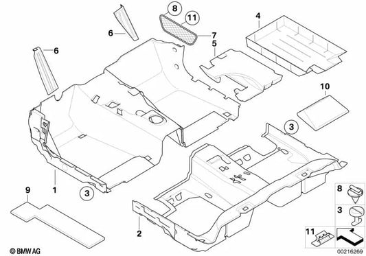 Right insert for BMW E60, E60N, E61, E61N (OEM 51477039404). Original BMW.