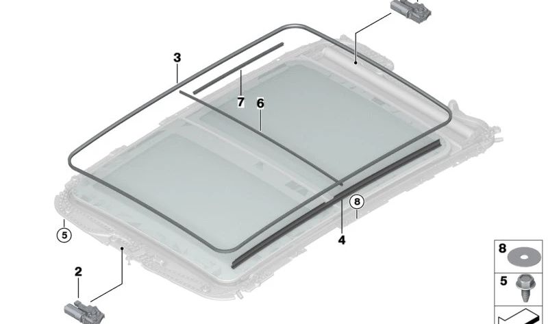 Vedação do vidro traseiro para BMW Série 2 U06, X1 U11, MINI U25 (OEM 54105A17EA8). BMW original
