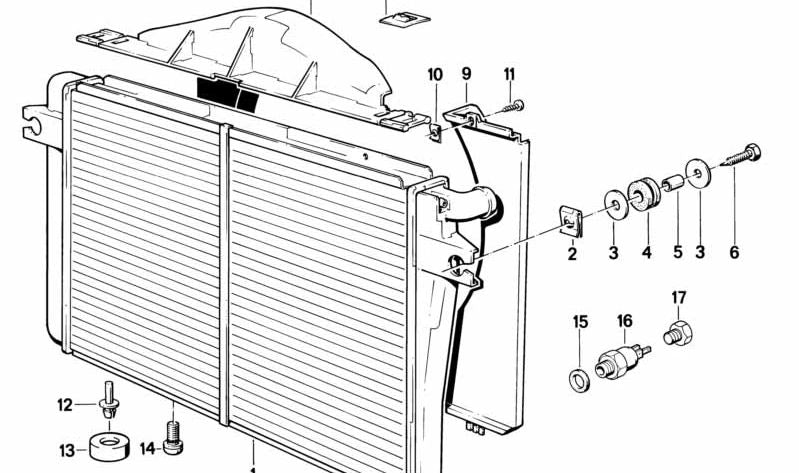 Marco del ventilador para BMW E28 (OEM 17111177474). Original BMW