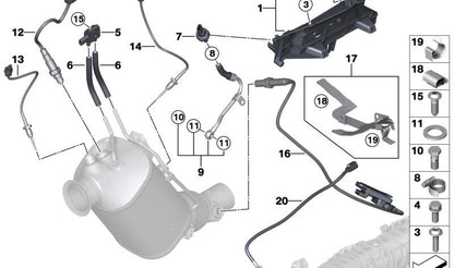 Exhaust pressure tube for BMW 1 E81 series, E82, E87N, E88, F20, F20N, F21, F21N, Series 2 F22, Series 3 E90N, E91N, E92, E92N, E93, E93N, F30, F30N, F31, F31N, F34, Series 4 F32, F33, F33, F3 E60N, E61N, F07, F10, F11, X1 E84, X3 E83N, F25 (OEM 136
