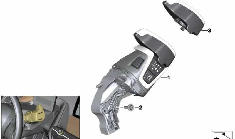 Selector de marchas OEM 61316999578 para BMW i3 {I01 - 60Ah, 94Ah, 120Ah, 120Ah Rex, 60Ah Rex, 94Ah Rex}. Compatible con cambio automático. Original BMW.