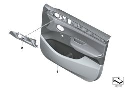 Revestimiento puerta tela delantera izquierda Savannahbeige OEM 51417394507 para BMW X3 F25, X4 F26. Original BMW.