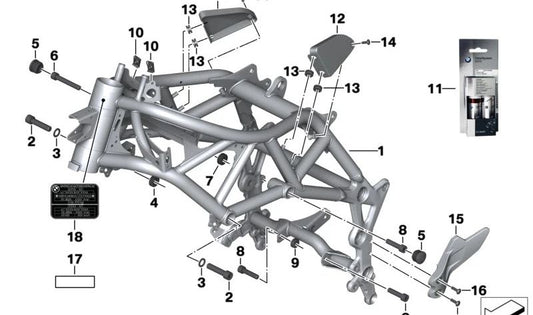Chasis delantero sin VIN OEM 46518558888 para BMW Motorrad F 700 GS, F 800 GS. Original BMW Motorrad.