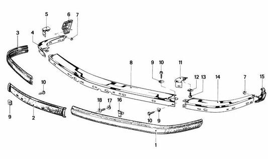 Embellecedor derecho OEM 51111852108 para BMW E23. Pieza original BMW. Ideal para ajuste en paragolpes delantero.