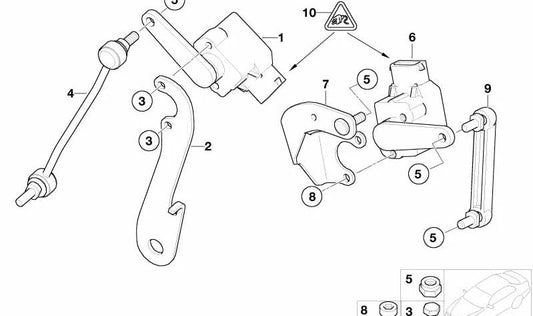 Soporte sensor de nivel de altura derecho para BMW E65, E66 (OEM 31126757560). Original BMW