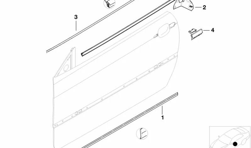 Cubierta interior derecha OEM 51328194732 para BMW Serie 3 E46. Original BMW.