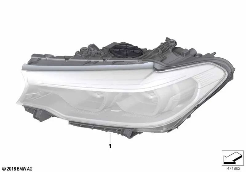 AHL High right LED headlight for BMW 5 Series F90, G30 (OEM 63117214966). Genuine BMW