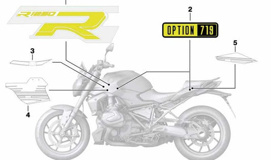 Plantilla derecha OEM 51148406400 para motos BMW R 1250 R (K53) con motor A74 y transmisión manual. Original BMW Motorrad.