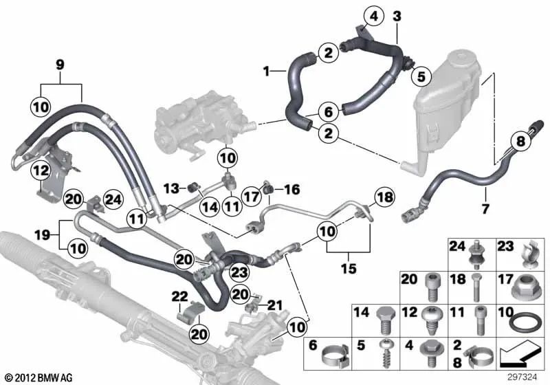 Tubo de sucção para BMW Série 5 F07, F10N, F11N Série 6 F06, F12, F13 Série 7 F01N, F02N (OEM 32416799881). BMW original