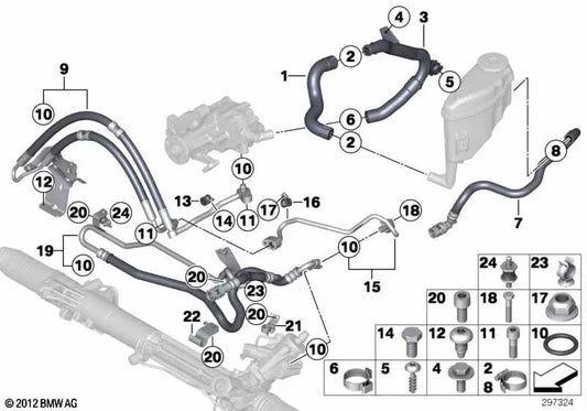 Tubo de sucção para BMW Série 5 F07, F10N, F11N Série 6 F06, F12, F13 Série 7 F01N, F02N (OEM 32416799881). BMW original