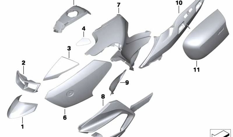 Tapa lateral izquierda OEM 46547720439 para BMW Motorrad R1200RT (K26) 2004-2014, color Sapphire-Black. Original BMW Motorrad.