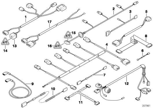 Cableado sensor dirección activa OEM 61126970307 para BMW E60, E61, E63, E64. Compatible con versiones 520d, 520i, 523i, 525d, 525i. Recambio original BMW.