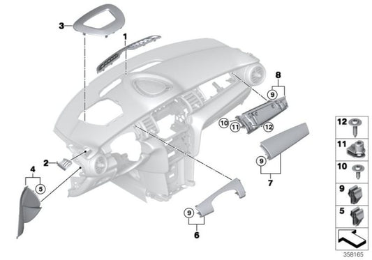 Moldura panel exterior izquierdo OEM 51459361671 para MINI F56, F56 BEV, F56 LCI, Cabrio F57... y más. Original MINI.