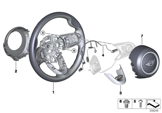 Volante deportivo de cuero OEM 32306996048 para MINI F56, F55, Clubman F54, Cabrio F57, Countryman F60... y más. Original MINI.