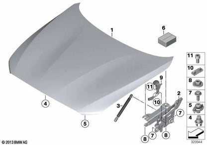 Active Front Bonnet Gas Strut for BMW F23, F23N, F34 (OEM 51217271304). Original BMW.