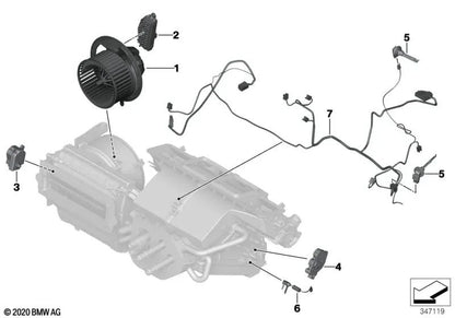 Fresh/recirculated air/recirculated gate actuator for BMW E81, E82, E87, E87N, E88, E90, E90N, E91, E91N, E92, E92N, E93, E93N, I12, I12N, I15, E84, E89 (OEM 6411933392246) . BMW original