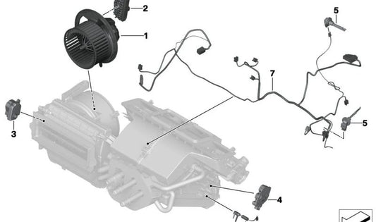 Ventilador del climatizador OEM 64119303692 para BMW I12, I12N, I15. Recambio original BMW.