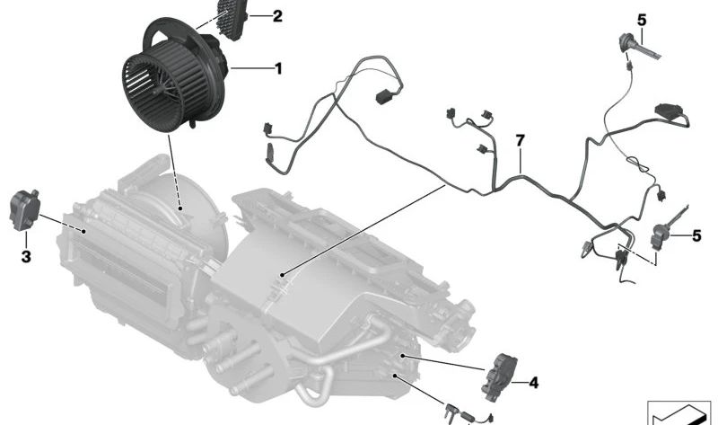 Resistor del ventilador OEM 64119276112 para BMW F20, F21, F22, F23, F87, F30, F31, F34, F80, F32, F33, F36, F82, F83, F15, F85, F16, F86, I12, I15. Original BMW.