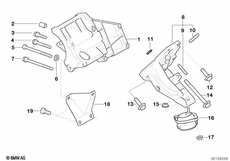Soporte de motor izquierdo para BMW Serie 5 E39, Serie 7 E38 (OEM 22121745739). Original BMW.