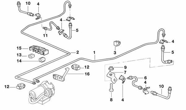 Latiguillo de freno OEM 34326755520 para BMW E36, Z3. Original BMW.