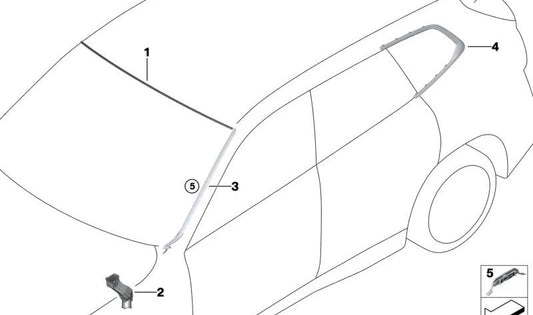 Canaleta recogeagua izquierda OEM 51319478897 para BMW X1 (U11, U12). Pieza original BMW.