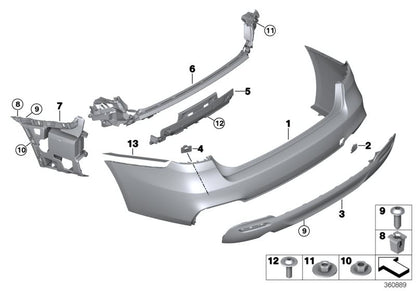 Tapa gancho de remolque imprimada OEM 51128061551 para BMW F34 318d (modelos del 2013 al 2020). Pieza original BMW.