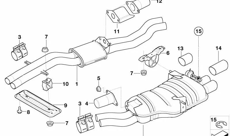 Silencioso trasero OEM 18107516921 para BMW E46 (316i, 318i, 320i, 323i, 325i, 328i, 330i). Original BMW.