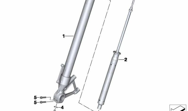 Amortiguador delantero derecho OEM 31428566556 para BMW Motorrad R 1200 R (RK53), R 1250 R (RK53), R 1200 RS (RK54) y R 1250 RS (RK54). Original BMW Motorrad.