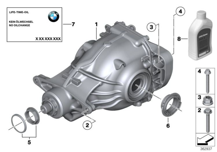 Diferencial trasero OEM 33109454755 para BMW 5' G30, G31, 6' G32, 7' G11, G12… y más. Original BMW.