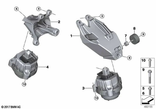 Supporto del motore sinistro per BMW X5 G05 (OEM 22119844521). BMW originale.
