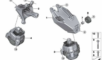 Soporte motor derecho OEM 22119470132 para BMW G42, G20, G21, G22, G23, G26. Original BMW.