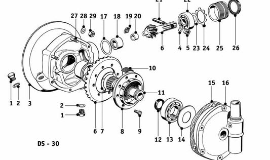 Acoplamiento de transmisión trasera OEM 33120026232 para BMW E30, E36, E46, E90, E91, E92, E93, F30, F31, F32, F33, F34, F36, G20, G21, X1 E84, X3 E83. Original BMW.