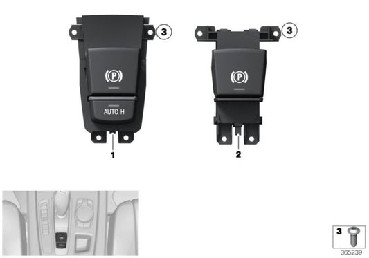 Interruptor de freno de estacionamiento/Auto-Hold OEM 61319877891 para BMW F07, F10, F01, F02, X5 F15, X6 F16... y más. Original BMW.