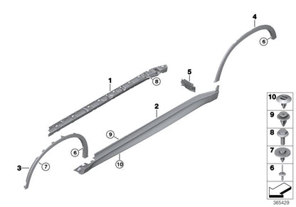 Clip plástico blanco OEM 07147391323 para BMW X1 F48 (modelos: 18i, 20i, xDrive20d, xDrive25i, sDrive16d). Pieza de fijación para molduras laterales y pasos de rueda. Original BMW.