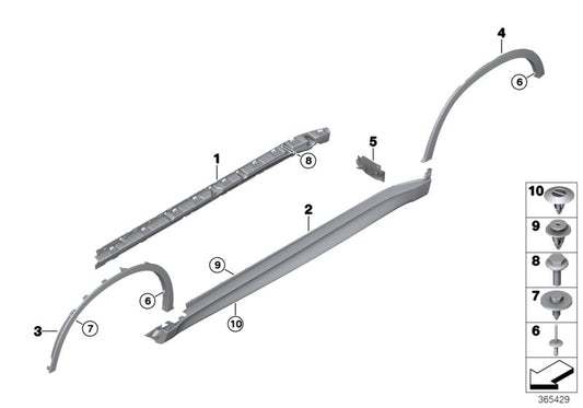 Clip plástico blanco OEM 07147391323 para BMW X1 F48 (modelos: 18i, 20i, xDrive20d, xDrive25i, sDrive16d). Pieza de fijación para molduras laterales y pasos de rueda. Original BMW.