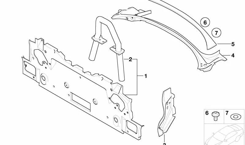 Marco inferior de luneta trasera OEM 41217064704 para BMW E85 (Z4). Original BMW.
