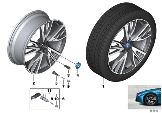 Llanta de aluminio radios en W 20" izquierda OEM 36116855013 para BMW i8 I12, I12 LCI, I15. Original BMW.